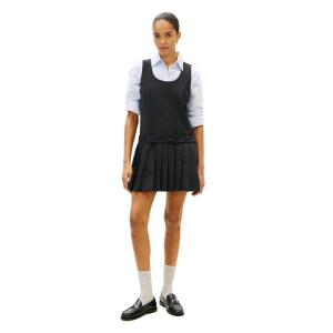 Tommy Hilfiger Womens Sleeveless Pleated Mini Dress with Belt(Grey Allover)