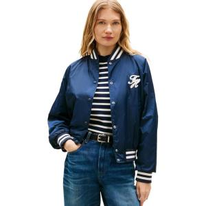 Tommy Hilfiger womens Lightweight Bomber Jacket With Back Logo Varsity Jacket(Dark Night Navy)