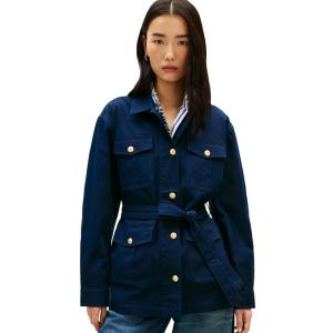 Tommy Hilfiger womens Lightweight Cotton Utility Jacket With Pockets and Button Detail(Dark Night Navy)