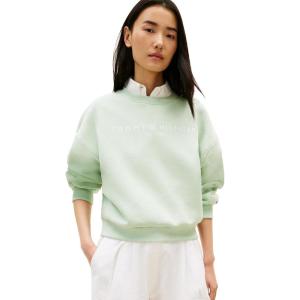 Tommy Hilfiger womens Medium Weight Crew Neck Sweatshirt Pullover With Logo(Gentle Jade)