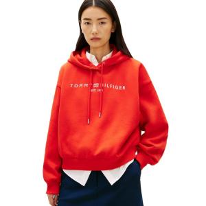 Tommy Hilfiger womens Medium Weight Hoodie Sweatshirt Pullover With Logo(Fireworks)