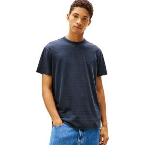Tommy Jeans Men’s Short Sleeve Cotton Graphic T-Shirts with Embroidered Tonal Logo(Dark Night Navy)