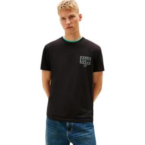 Tommy Jeans Men’s Short Sleeve Cotton Graphic T-Shirts with Printed Sprayed Back Graphic(Black)