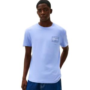 Tommy Jeans Men’s Short Sleeve Cotton Graphic T-Shirts with Printed Sprayed Back Graphic(Nordic Iris)