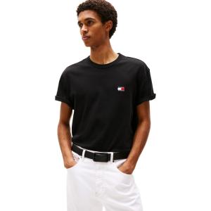 Tommy Jeans Mens Short Sleeve Cotton Graphic T-Shirts(Black)