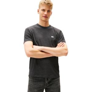 Tommy Jeans Mens Short Sleeve Cotton Graphic T-Shirts(Black Heather)