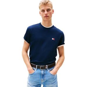 Tommy Jeans Mens Short Sleeve Cotton Graphic T-Shirts(Dark Night Navy)