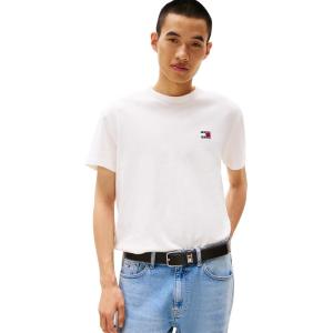 Tommy Jeans Mens Short Sleeve Cotton Graphic T-Shirts(Ecru)