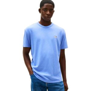 Tommy Jeans Mens Short Sleeve Cotton Graphic T-Shirts(Light Horizon Blue Heather)