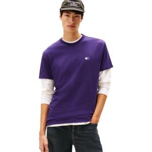 Tommy Jeans Mens Short Sleeve Cotton Graphic T-Shirts(Nocturnal Purple Tonal)