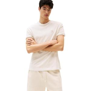 Tommy Jeans Mens Short Sleeve Cotton Graphic T-Shirts(Oat Heather Tonal)