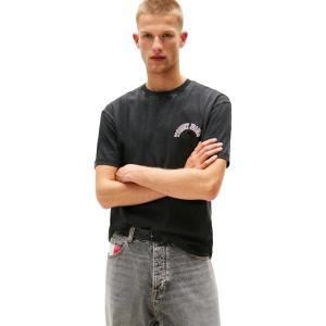 Tommy Jeans Men’s Short Sleeve Cotton T-Shirts with Logo and Printed Back Graphic(Black)