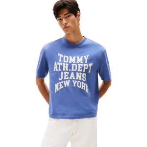 Tommy Jeans Men’s Short Sleeve Varsity Graphic Cotton T-Shirts(Soft Sapphire)