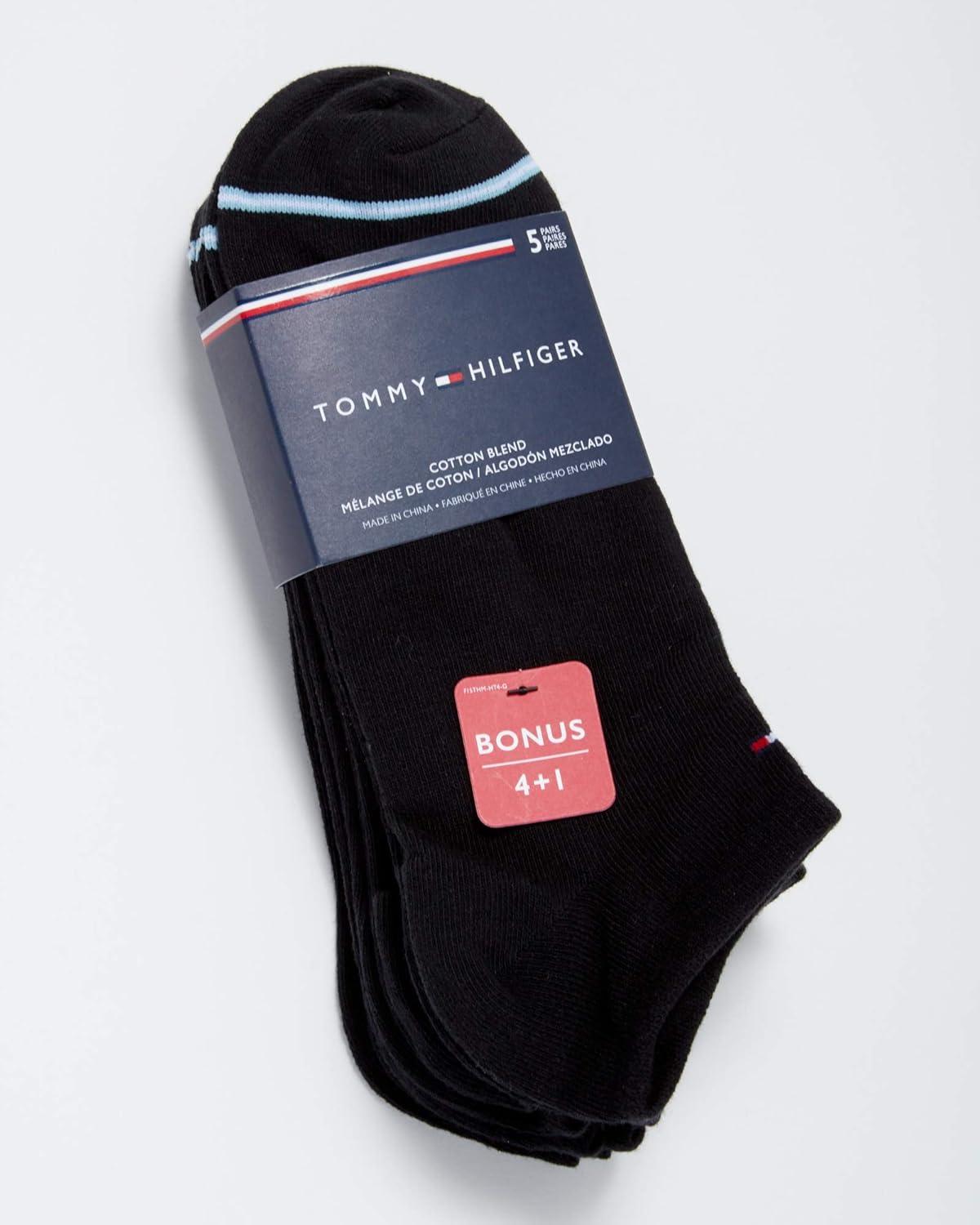 imageTommy Hilfiger Mens Ankle Socks 5 Pack6 Pack Cotton Blend Moisture Wicking Low Cut Mens Athletic Socks with Arch SupportBlack 5pk