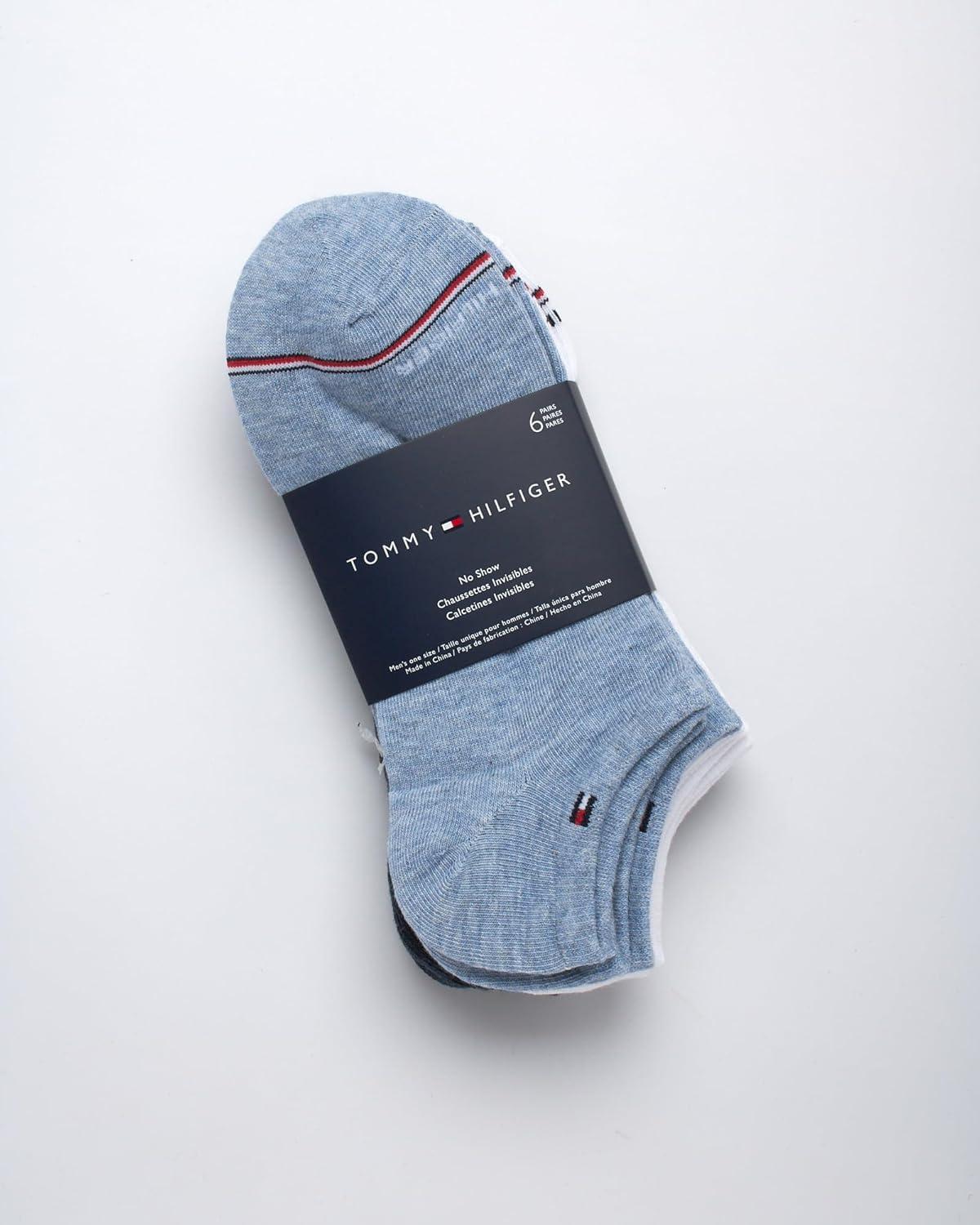 imageTommy Hilfiger Mens Ankle Socks 5 Pack6 Pack Cotton Blend Moisture Wicking Low Cut Mens Athletic Socks with Arch SupportBlue 6pk