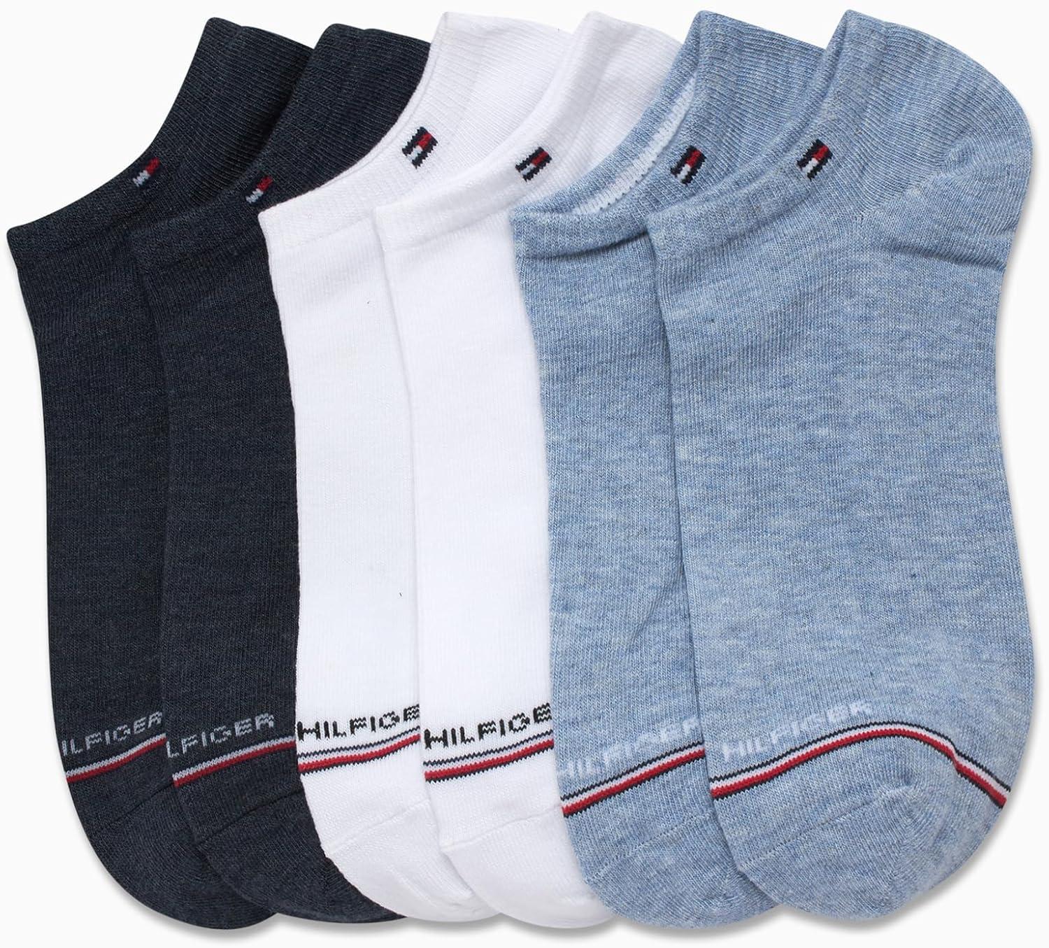 imageTommy Hilfiger Mens Ankle Socks 5 Pack6 Pack Cotton Blend Moisture Wicking Low Cut Mens Athletic Socks with Arch SupportBlue 6pk
