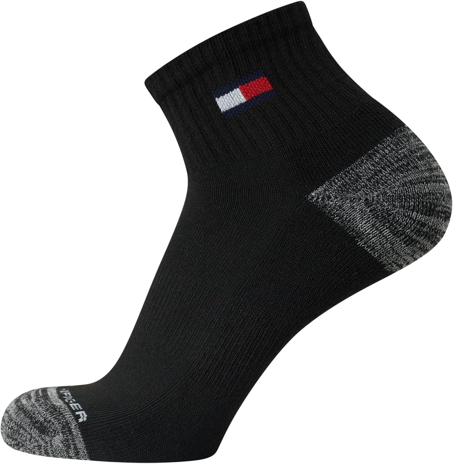 imageTommy Hilfiger Mens Breathable Cushioned Quarter Socks 6 PackAll Black