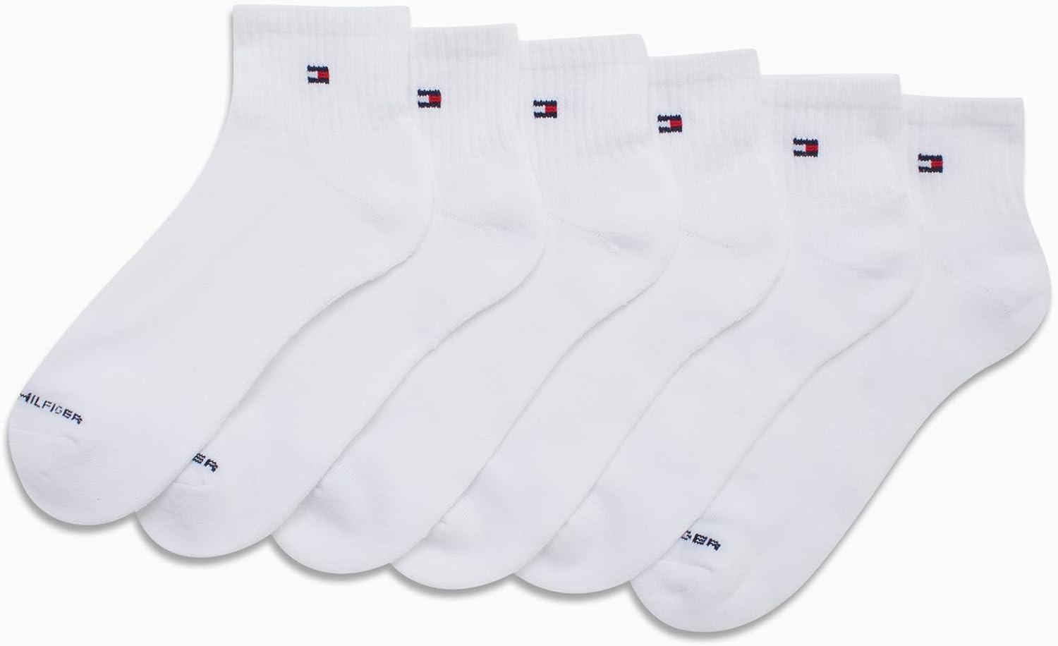 imageTommy Hilfiger Mens Breathable Cushioned Quarter Socks 6 PackWhite