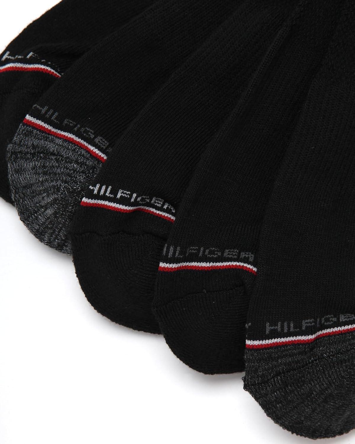 imageTommy Hilfiger Mens Crew Socks 5 Pack Cushioned Stretch Athletic Performance Crew Length Running Socks for MenBlack