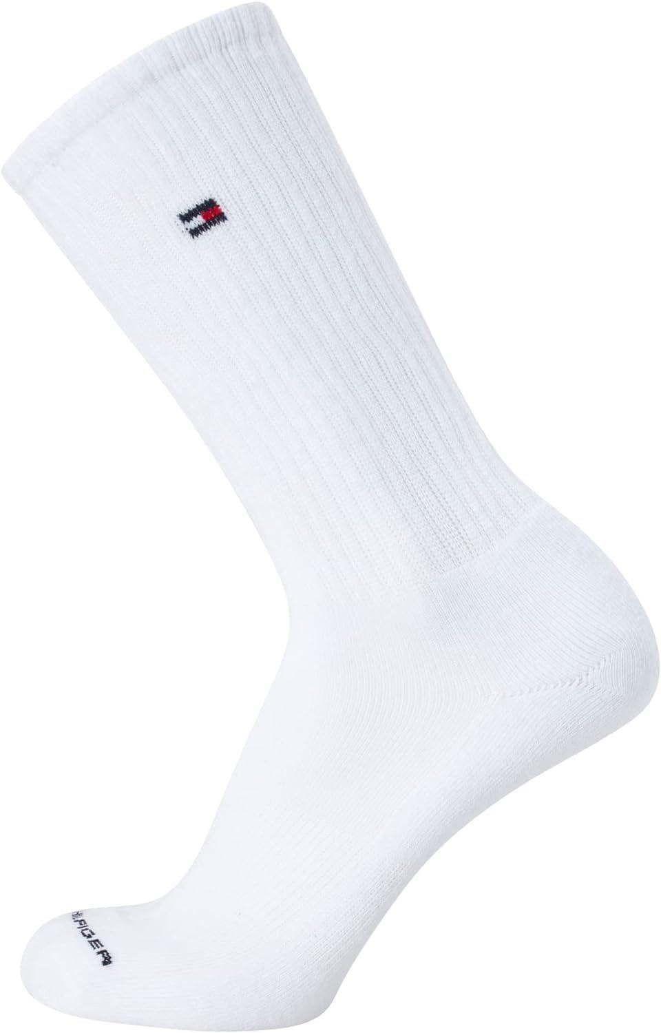 imageTommy Hilfiger Mens Crew Socks 5 Pack Cushioned Stretch Athletic Performance Crew Length Running Socks for MenPure White