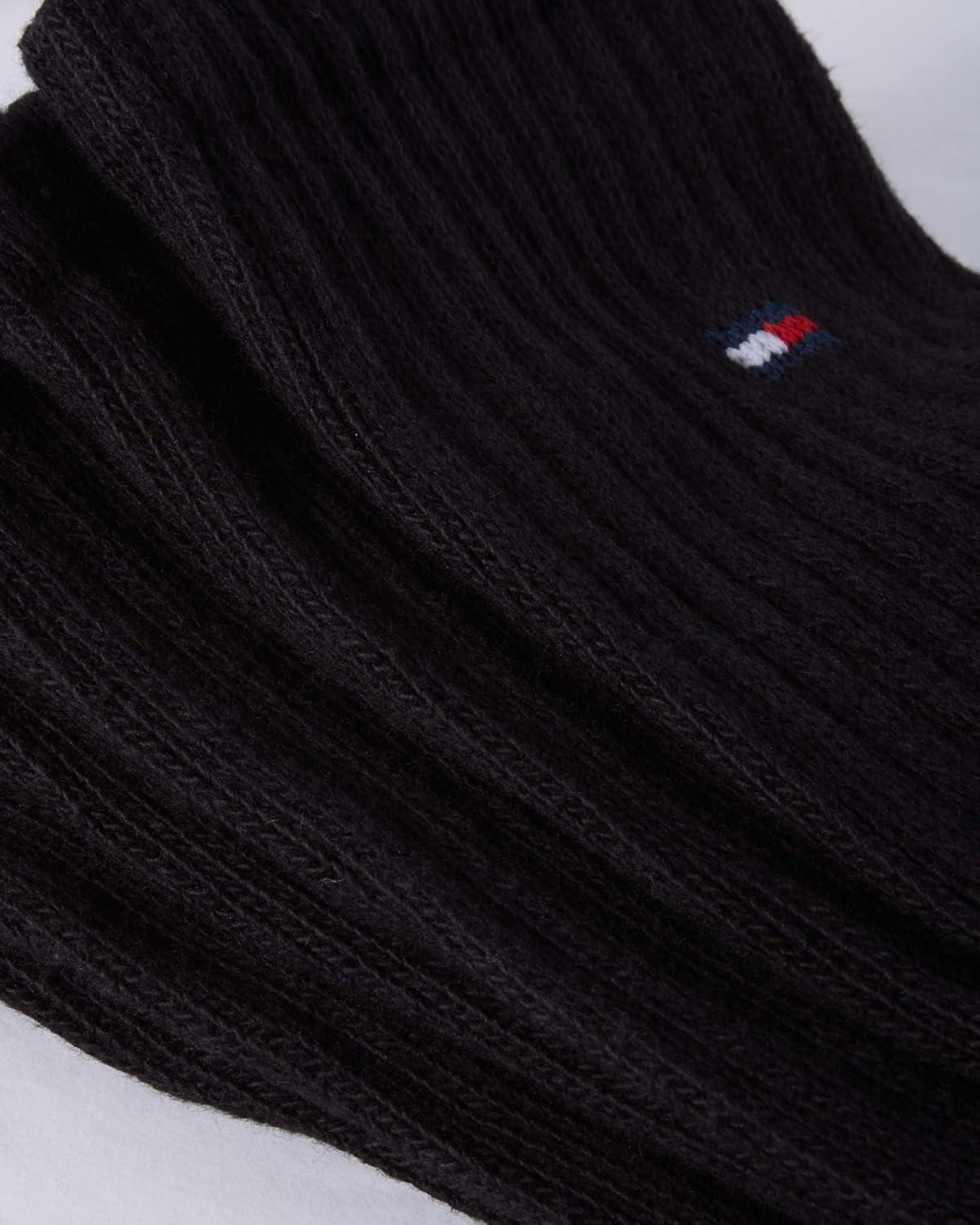imageTommy Hilfiger Mens Crew Socks 6 Pack Cotton Blend Stretch Cushioned Breathable Athletic Socks for MenBlack