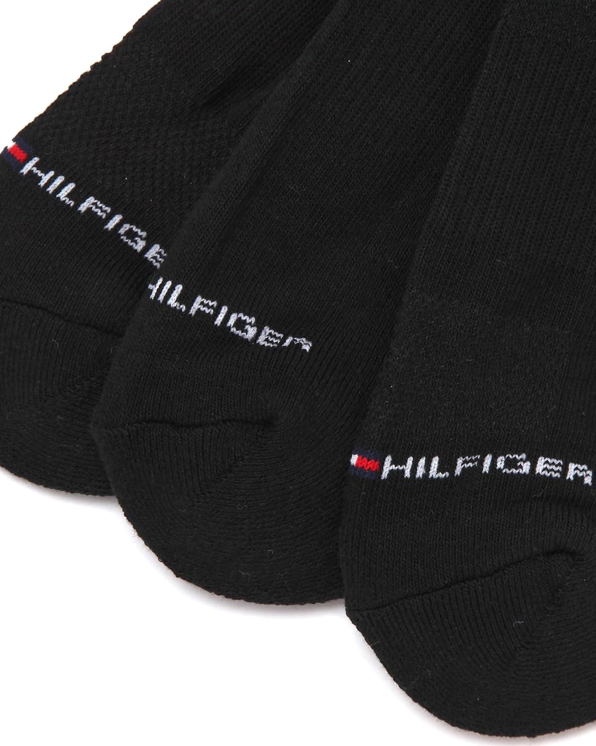imageTommy Hilfiger Mens Crew Socks 6 Pack Cotton Blend Stretch Cushioned Breathable Athletic Socks for MenBlack Stripe