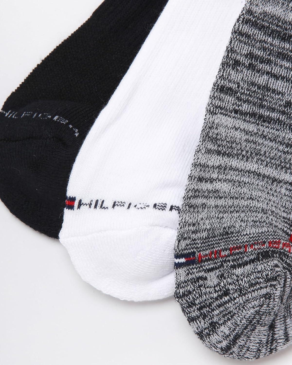 imageTommy Hilfiger Mens Crew Socks 6 Pack Cotton Blend Stretch Cushioned Breathable Athletic Socks for MenNavy Assorted