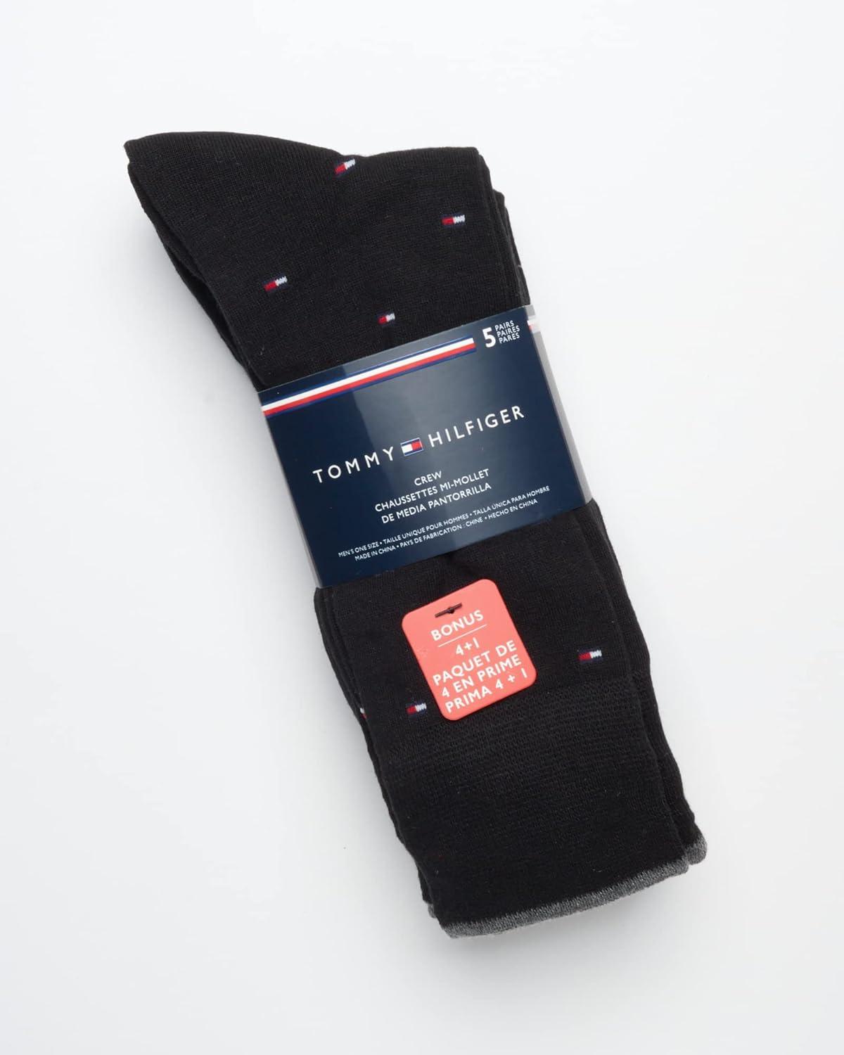 imageTommy Hilfiger Mens Dress Socks 5 Pack Lightweight Patterned Everyday Long Work Socks for Men for Casual amp Formal WearBlack