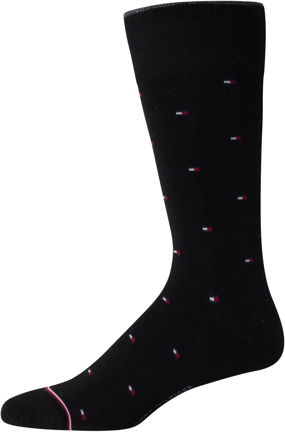 imageTommy Hilfiger Mens Dress Socks 5 Pack Lightweight Patterned Everyday Long Work Socks for Men for Casual amp Formal WearBlack