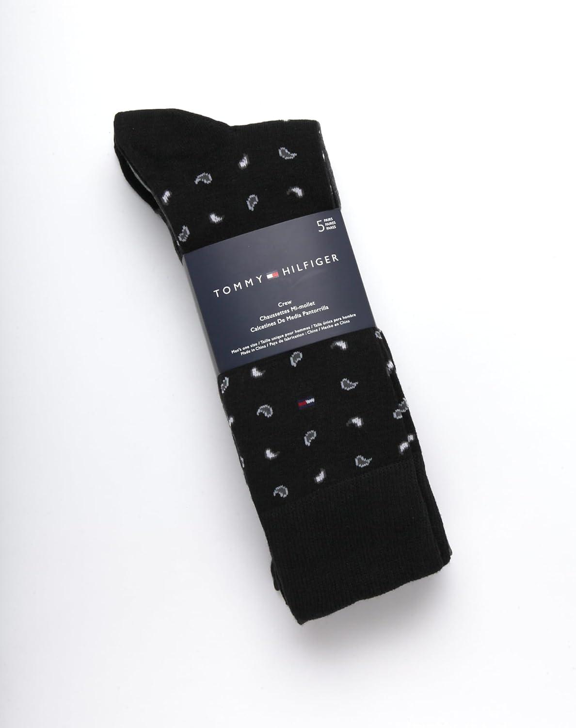imageTommy Hilfiger Mens Dress Socks 5 Pack Lightweight Patterned Everyday Long Work Socks for Men for Casual amp Formal WearBlack Grey Assorted