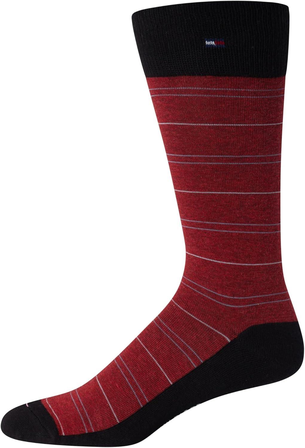 imageTommy Hilfiger Mens Dress Socks 5 Pack Lightweight Patterned Everyday Long Work Socks for Men for Casual amp Formal WearBlack Stripe