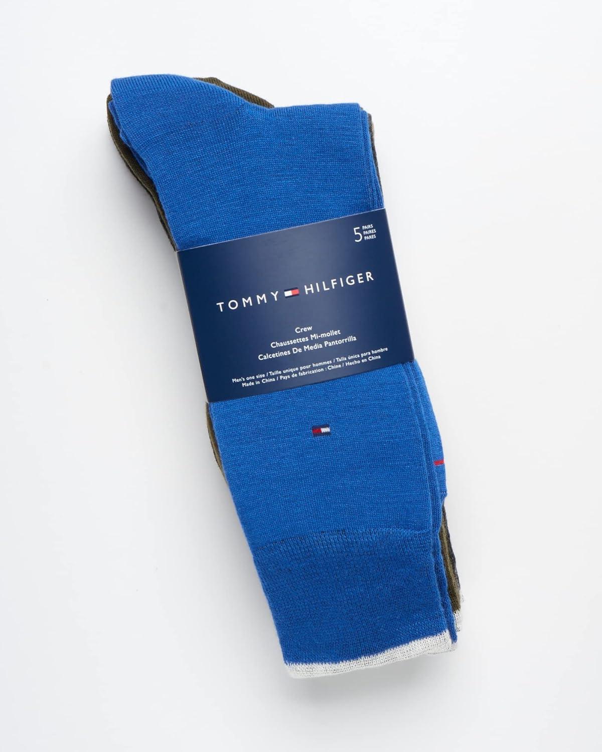imageTommy Hilfiger Mens Dress Socks 5 Pack Lightweight Patterned Everyday Long Work Socks for Men for Casual amp Formal WearBlue Assorted
