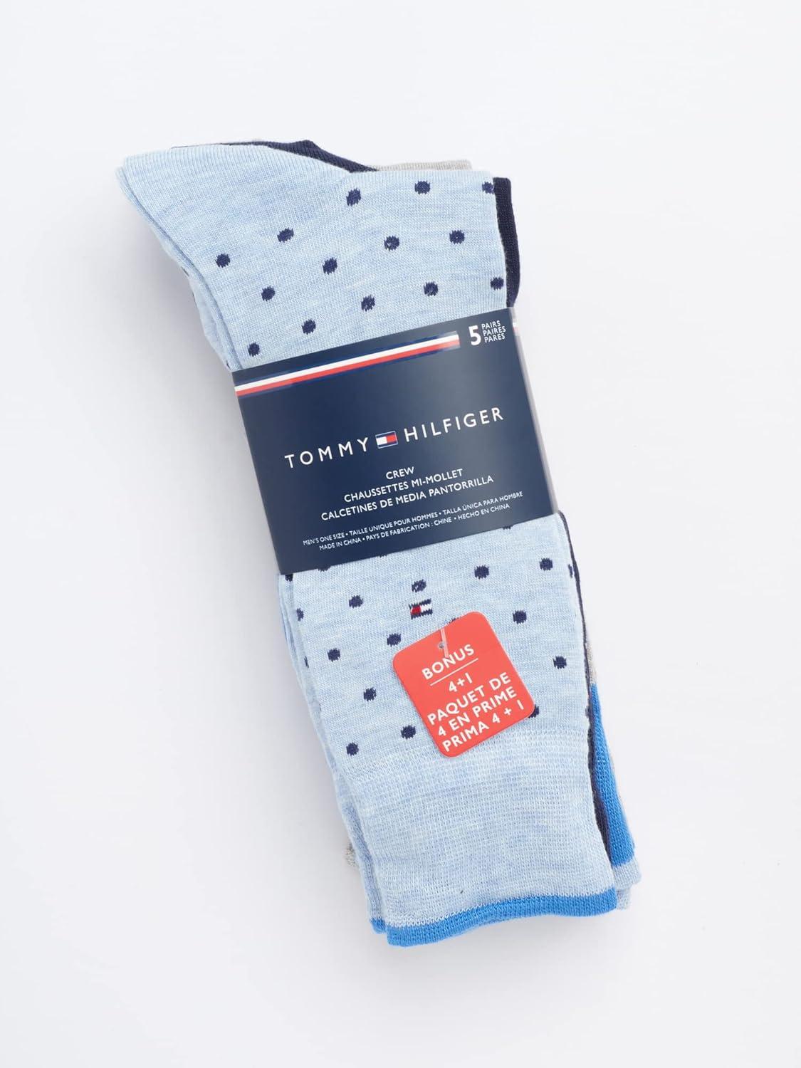 imageTommy Hilfiger Mens Dress Socks 5 Pack Lightweight Patterned Everyday Long Work Socks for Men for Casual amp Formal WearBlue Dot