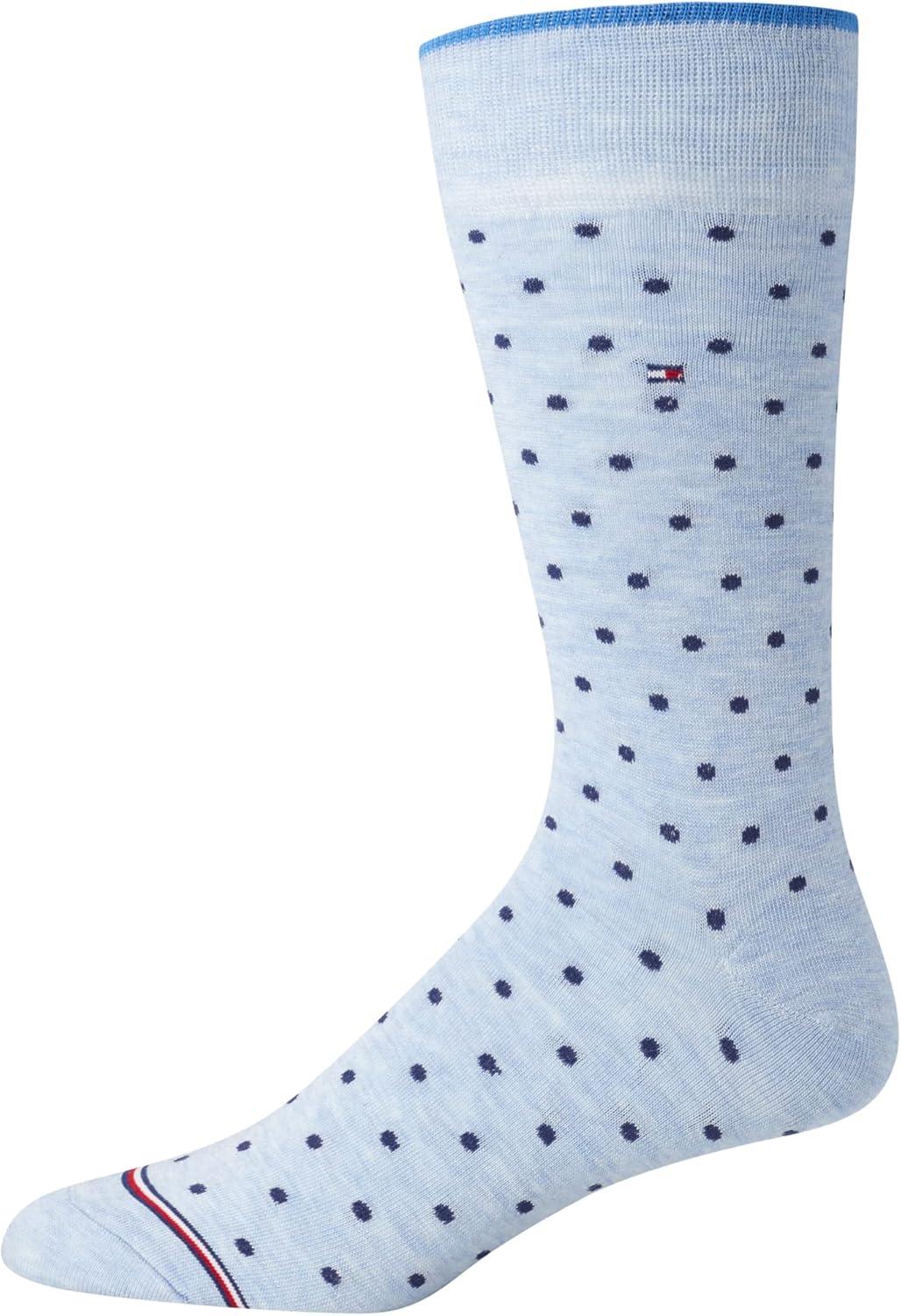 imageTommy Hilfiger Mens Dress Socks 5 Pack Lightweight Patterned Everyday Long Work Socks for Men for Casual amp Formal WearBlue Dot