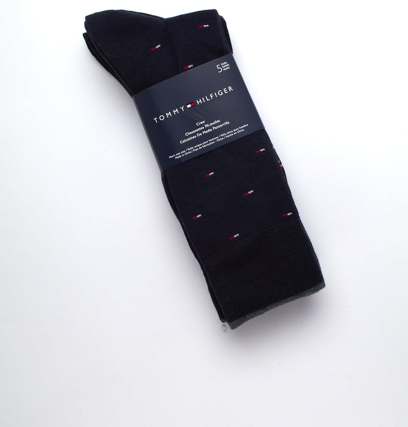 imageTommy Hilfiger Mens Dress Socks 5 Pack Lightweight Patterned Everyday Long Work Socks for Men for Casual amp Formal WearClassic Navy