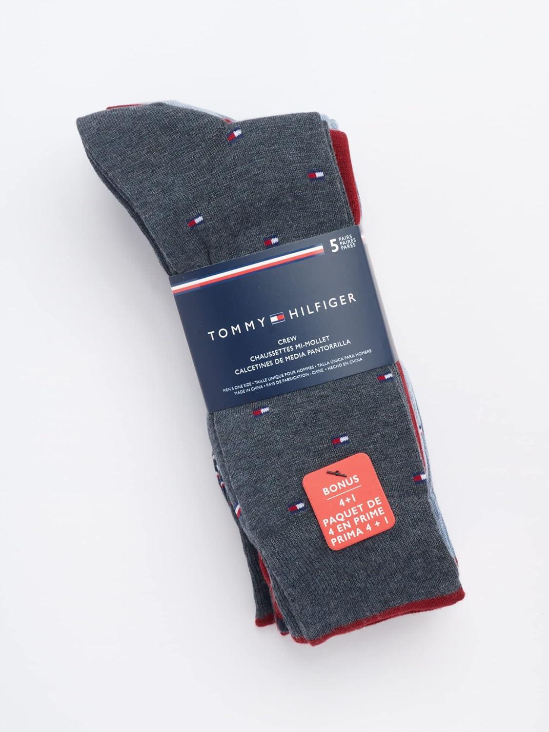 imageTommy Hilfiger Mens Dress Socks 5 Pack Lightweight Patterned Everyday Long Work Socks for Men for Casual amp Formal WearDenim Assorted