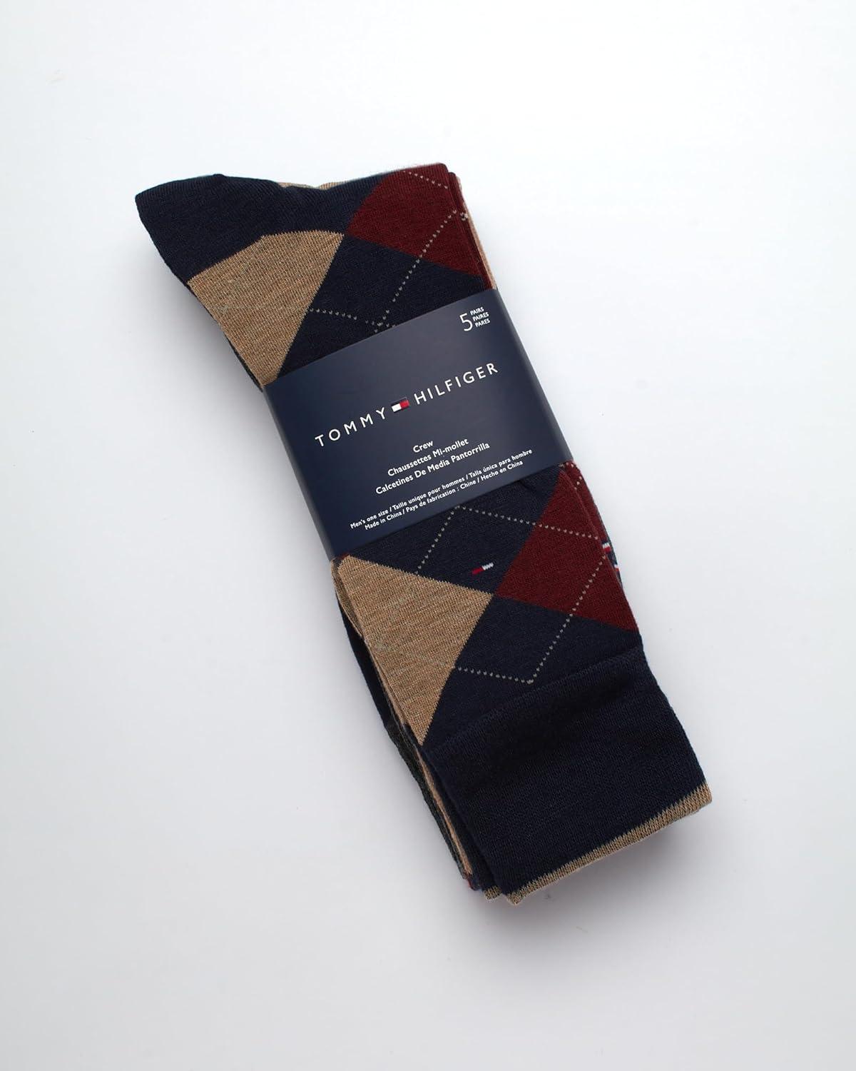 imageTommy Hilfiger Mens Dress Socks 5 Pack Lightweight Patterned Everyday Long Work Socks for Men for Casual amp Formal WearGrey Navy Assorted