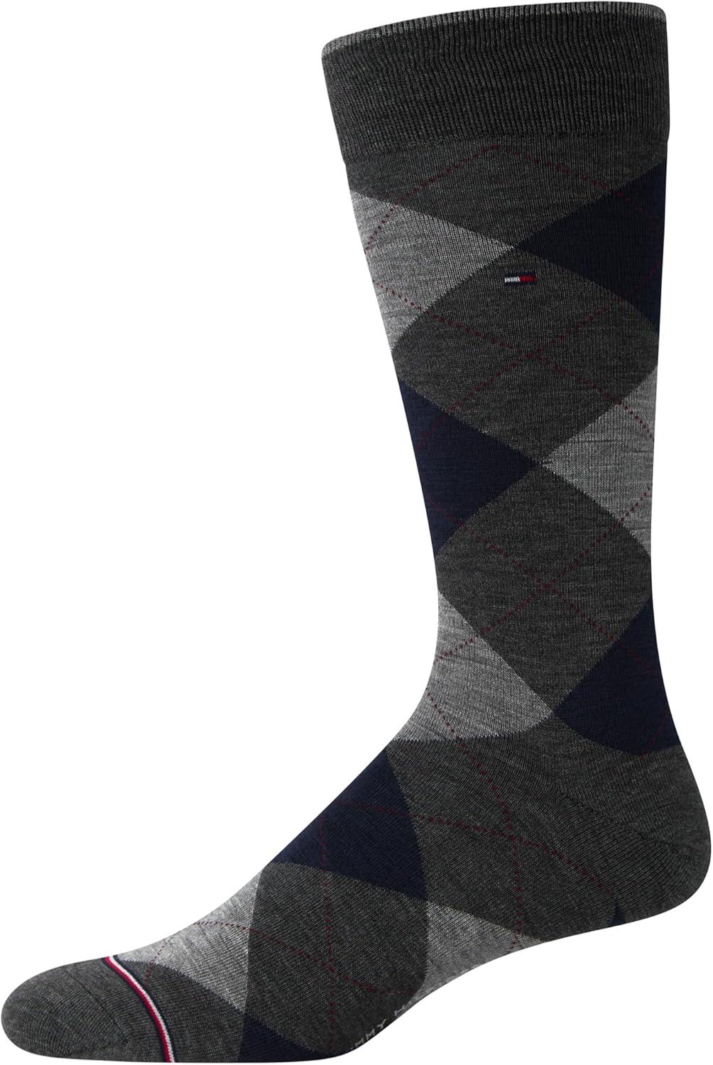 imageTommy Hilfiger Mens Dress Socks 5 Pack Lightweight Patterned Everyday Long Work Socks for Men for Casual amp Formal WearGrey Navy Assorted