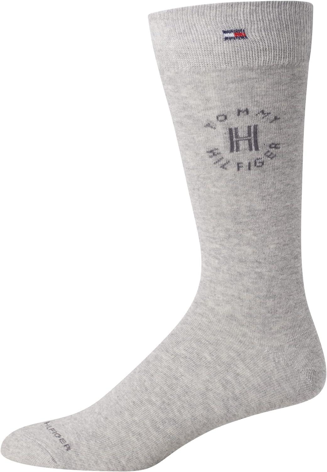 imageTommy Hilfiger Mens Dress Socks 5 Pack Lightweight Patterned Everyday Long Work Socks for Men for Casual amp Formal WearGreyBlack