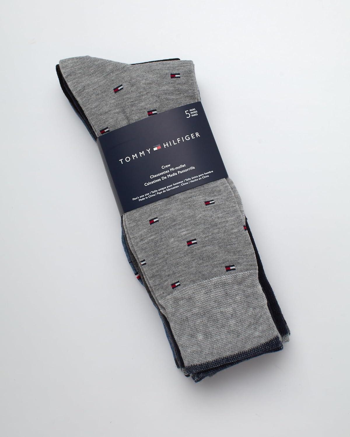 imageTommy Hilfiger Mens Dress Socks 5 Pack Lightweight Patterned Everyday Long Work Socks for Men for Casual amp Formal WearHeather Grey