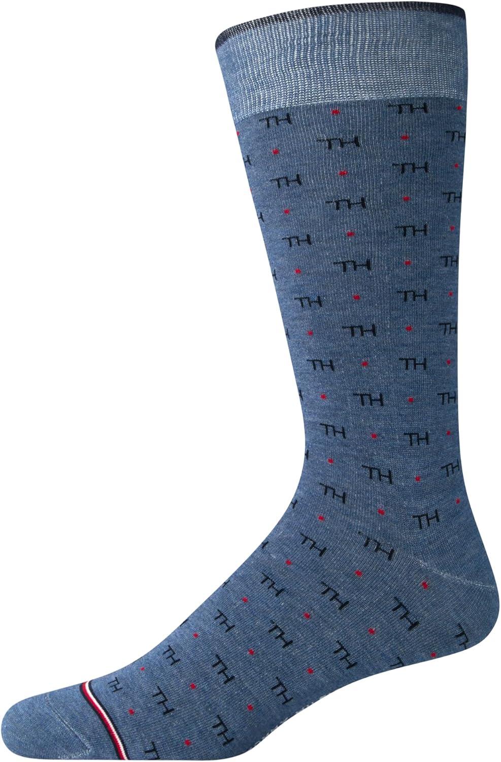 imageTommy Hilfiger Mens Dress Socks 5 Pack Lightweight Patterned Everyday Long Work Socks for Men for Casual amp Formal WearHeather Grey