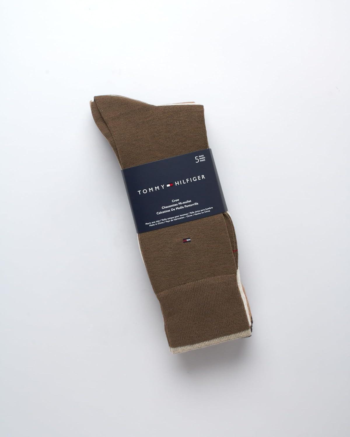 imageTommy Hilfiger Mens Dress Socks 5 Pack Lightweight Patterned Everyday Long Work Socks for Men for Casual amp Formal WearTan Assorted