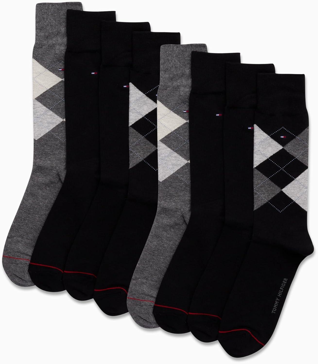 imageTommy Hilfiger Mens Dress Socks 8 Pack Lightweight Everyday Crew Work Socks for Men for Casual and Formal WearBlack