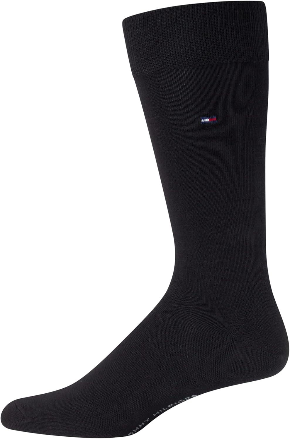 imageTommy Hilfiger Mens Dress Socks 8 Pack Lightweight Everyday Crew Work Socks for Men for Casual and Formal WearBlack Solid