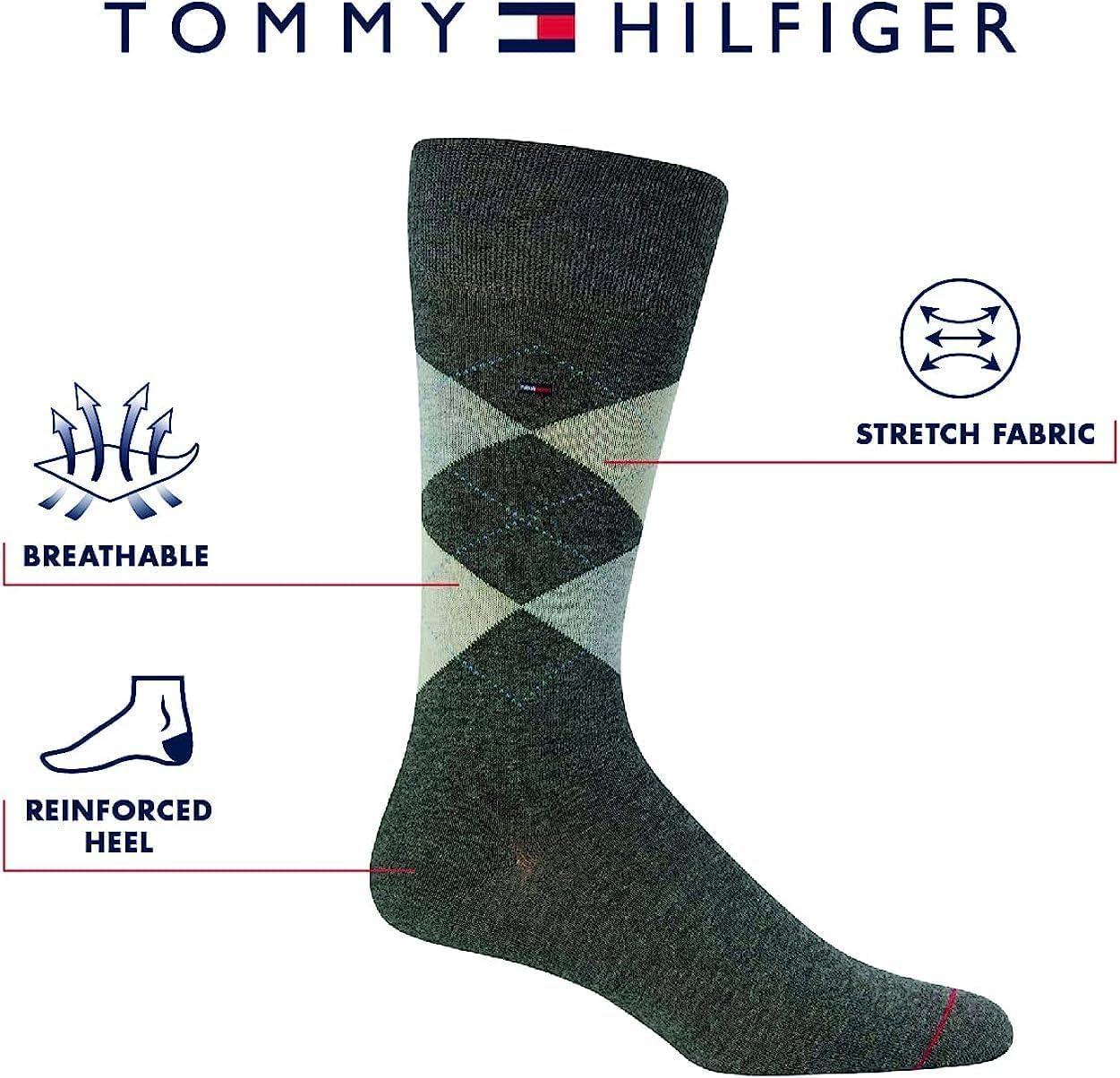imageTommy Hilfiger Mens Dress Socks 8 Pack Lightweight Everyday Crew Work Socks for Men for Casual and Formal WearBlack Solid