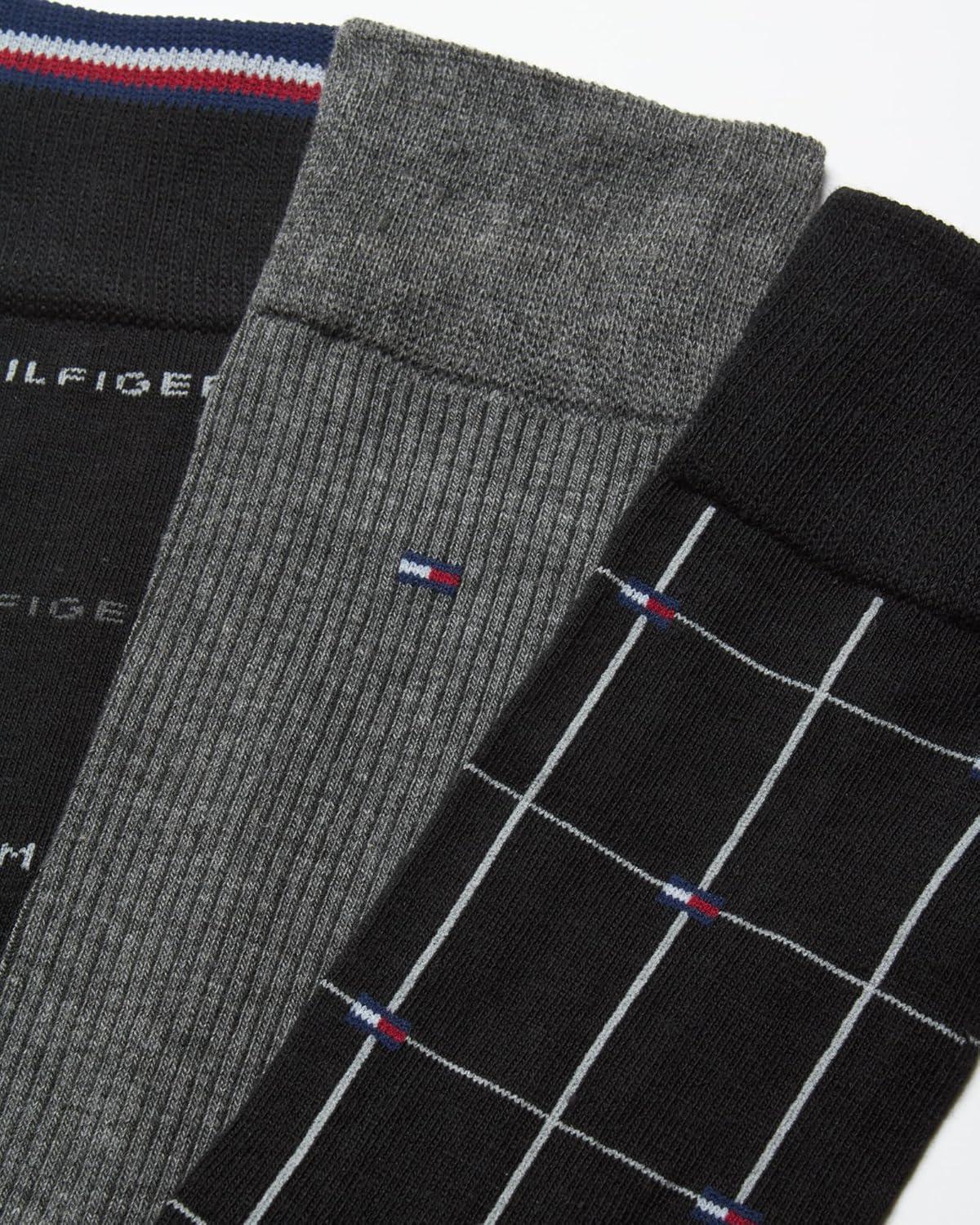imageTommy Hilfiger Mens Dress Socks 8 Pack Lightweight Everyday Crew Work Socks for Men for Casual and Formal WearBlackGrey