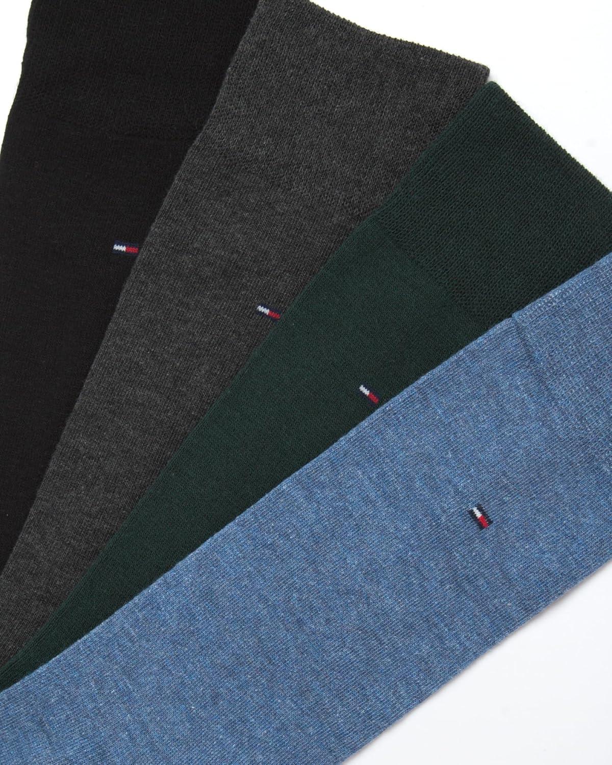 imageTommy Hilfiger Mens Dress Socks 8 Pack Lightweight Everyday Crew Work Socks for Men for Casual and Formal WearBlackGreyBlue