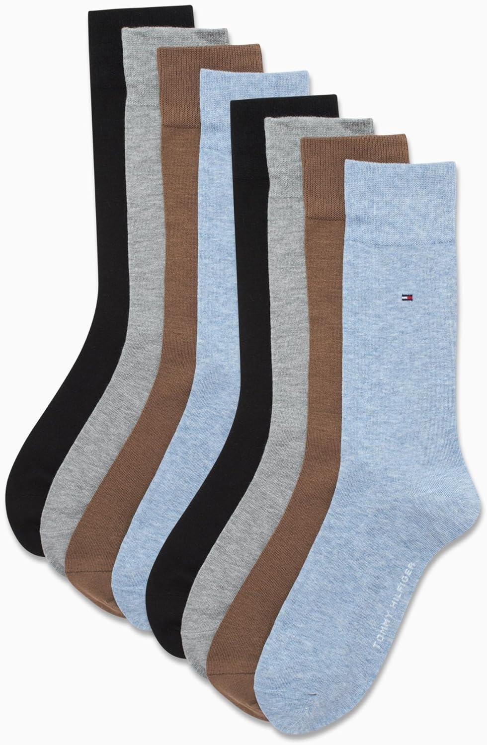 imageTommy Hilfiger Mens Dress Socks 8 Pack Lightweight Everyday Crew Work Socks for Men for Casual and Formal WearBlueBrownBlack
