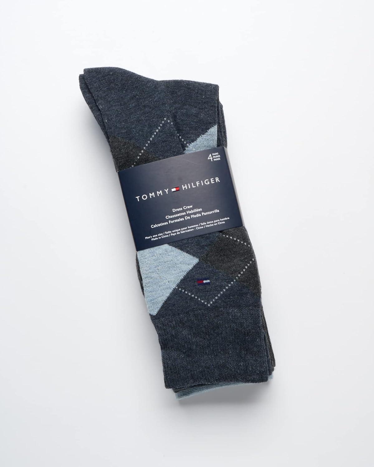 imageTommy Hilfiger Mens Dress Socks 8 Pack Lightweight Everyday Crew Work Socks for Men for Casual and Formal WearDark Denim Heather