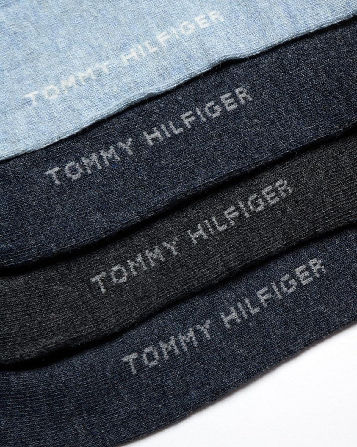 imageTommy Hilfiger Mens Dress Socks 8 Pack Lightweight Everyday Crew Work Socks for Men for Casual and Formal WearDark Denim Heather